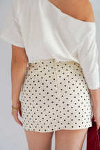 Moira Polkadot Mini A-Line Skirt in Cream