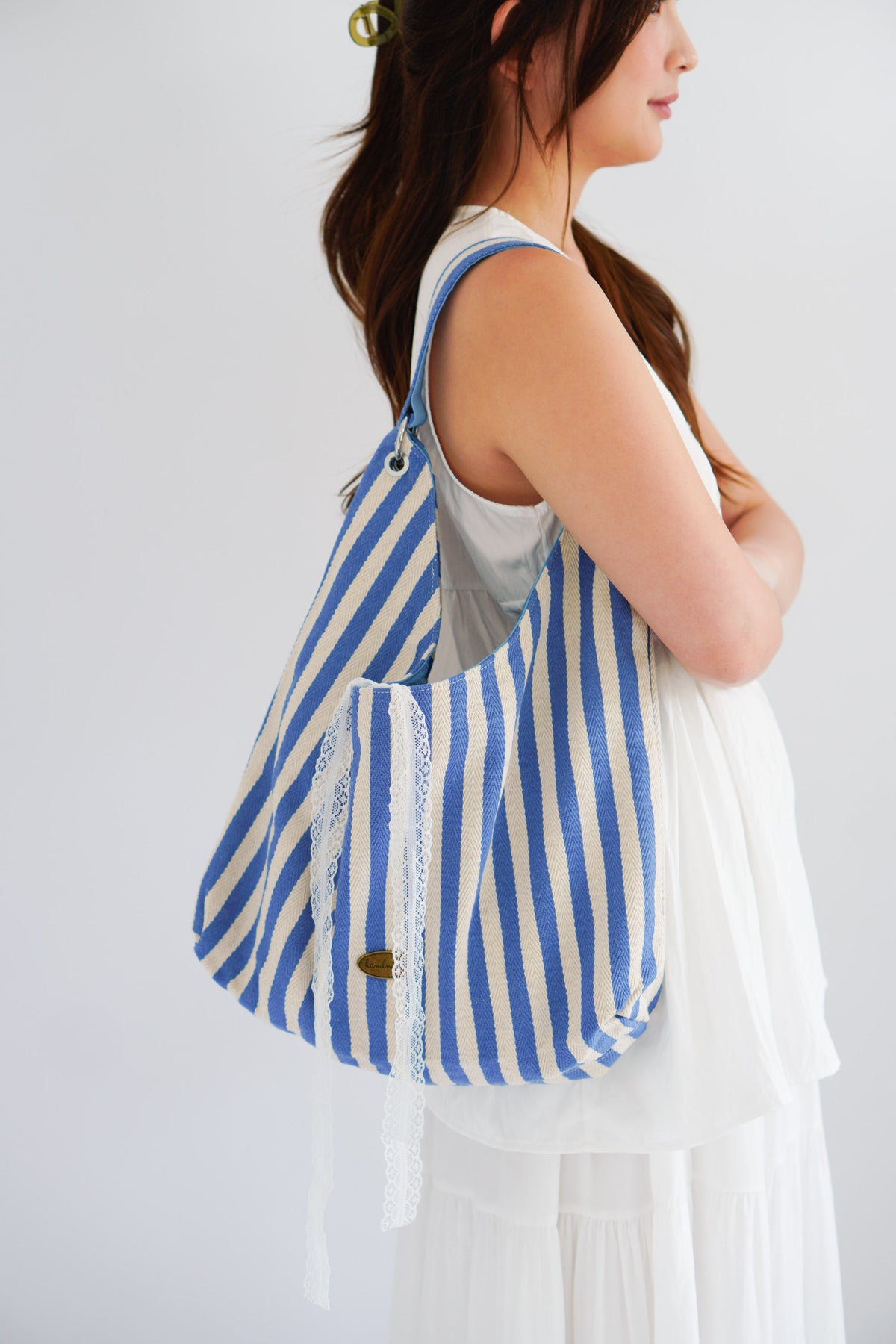 2 Way Stripes Tote Bag in Blue