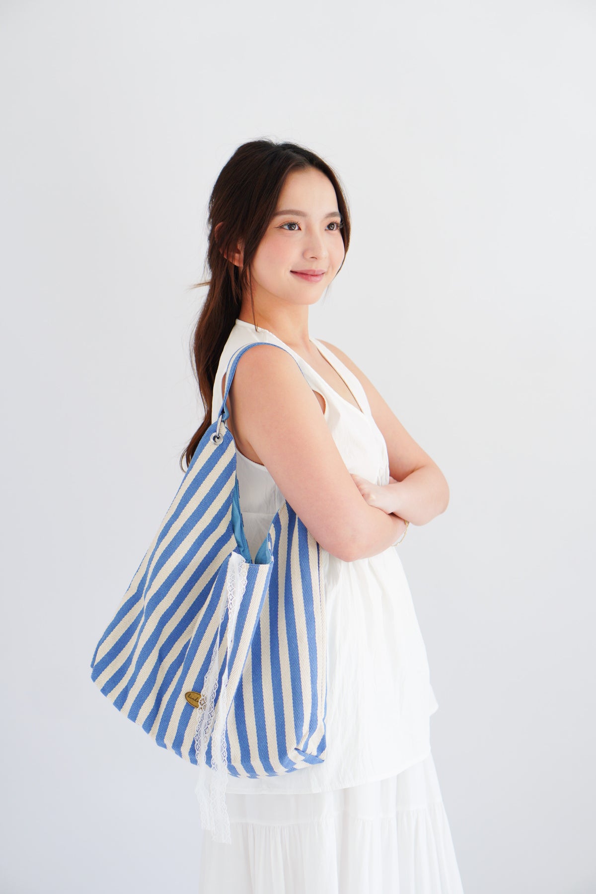 2 Way Stripes Tote Bag in Blue