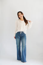 Corine Puffy Blouse Top in White