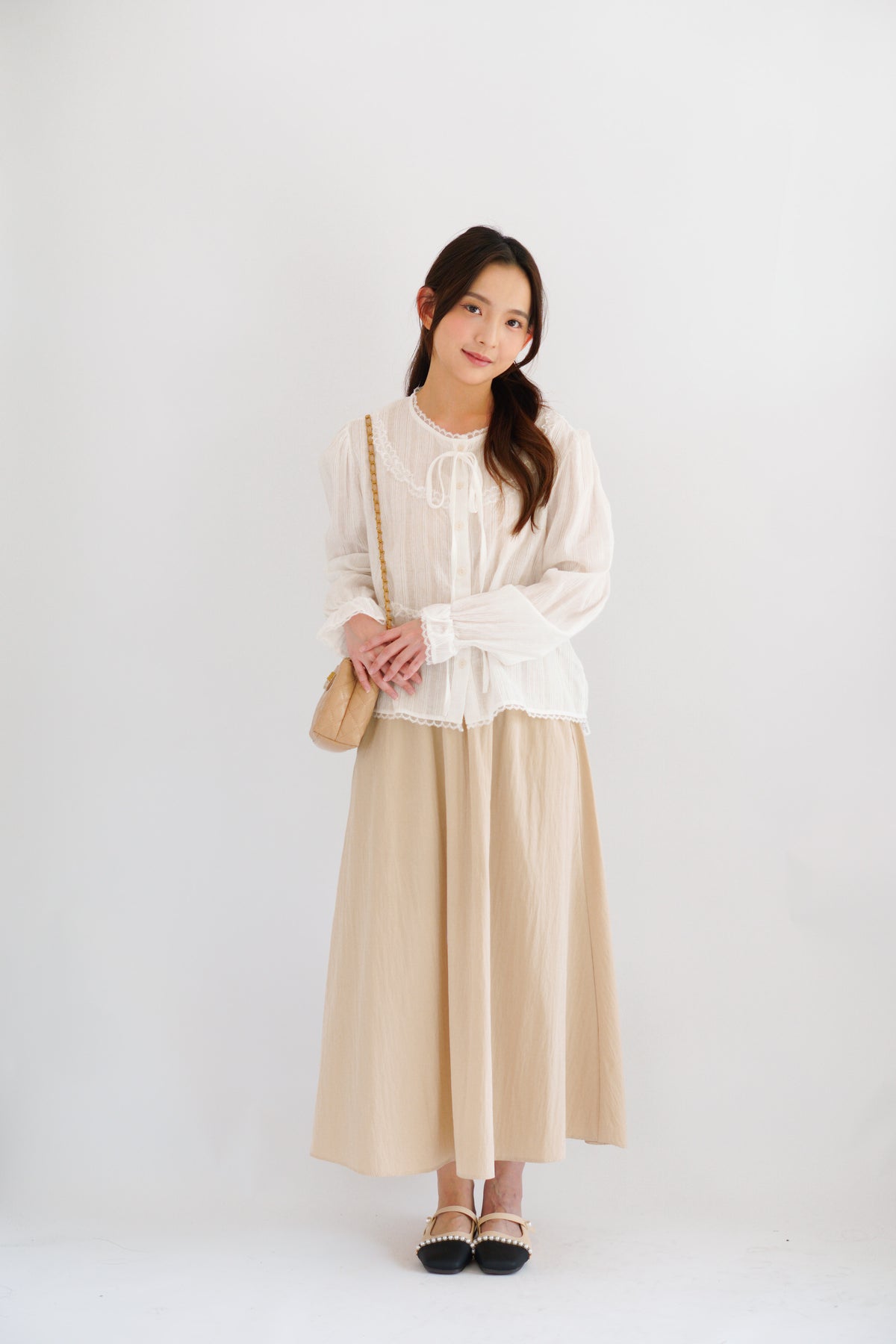 Corine Puffy Blouse Top in White