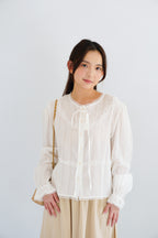 Corine Puffy Blouse Top in White