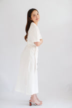 (BACKORDER) Kyana Collar Button Down Wrap Dress in White