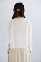 Corine Puffy Blouse Top in White
