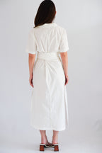 (BACKORDER) Kyana Collar Button Down Wrap Dress in White