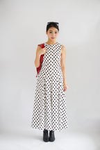 (BACKORDER) Metra High Neck Polkadot Maxi Dress in White