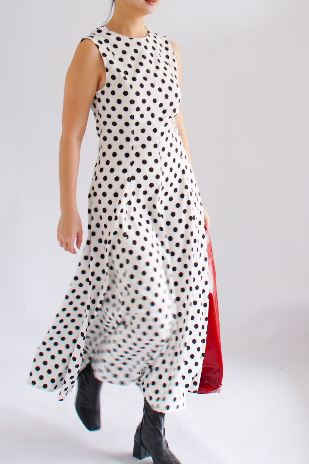 (BACKORDER) Metra High Neck Polkadot Maxi Dress in White