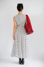 (BACKORDER) Metra High Neck Polkadot Maxi Dress in White