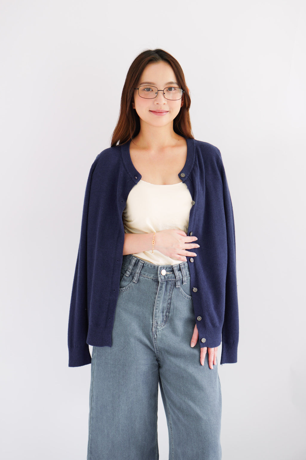 Damien Knit Cardigan in Dark Blue