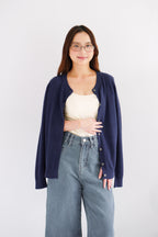 Damien Knit Cardigan in Dark Blue