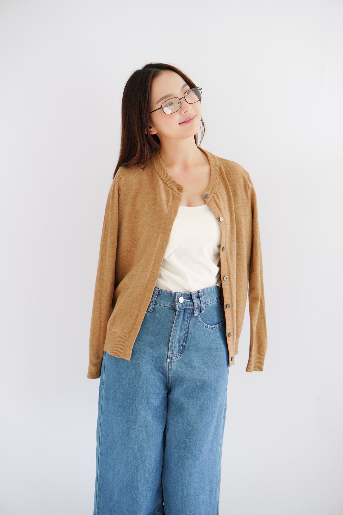 Damien Knit Cardigan in Khaki