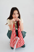 2 Way Stripes Tote Bag in Red