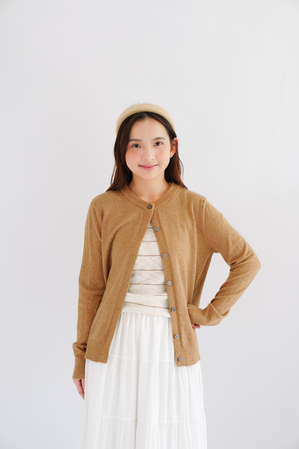 Damien Knit Cardigan in Khaki