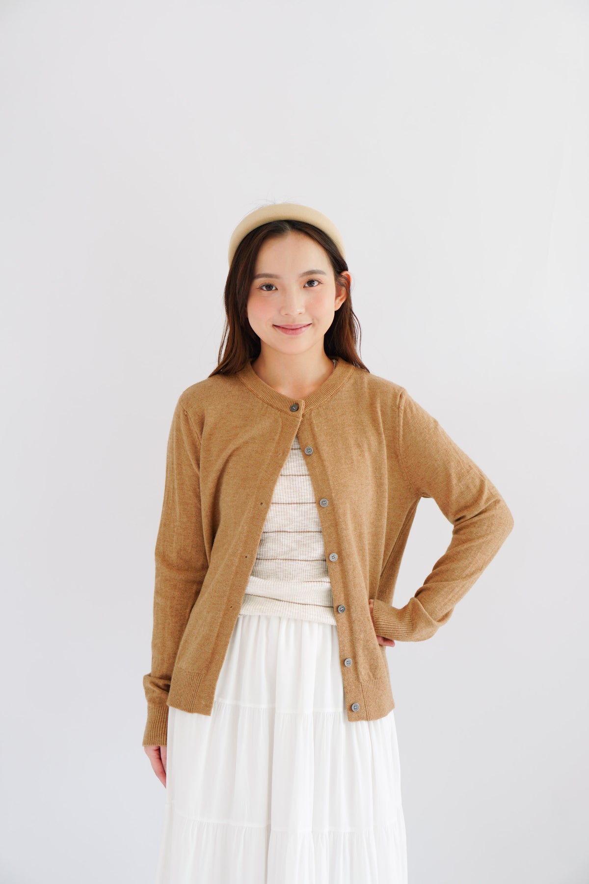 Damien Knit Cardigan in Khaki