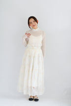 Erene Eyelet Lace Maxi Skirt in Cream