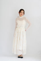 Erene Eyelet Lace Maxi Skirt in Cream