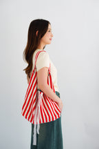 2 Way Stripes Tote Bag in Red