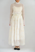 Erene Eyelet Lace Maxi Skirt in Cream