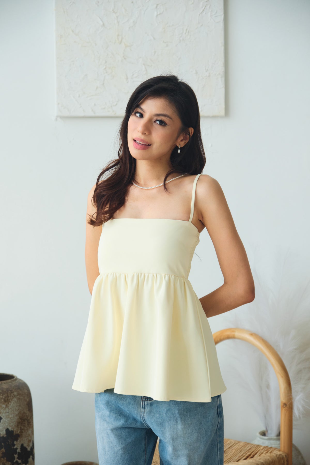 Clara Babydoll Top by Bash in Cream Yellow