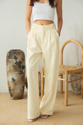Clara Wide Legged Pants by Bash in Cream Yellow