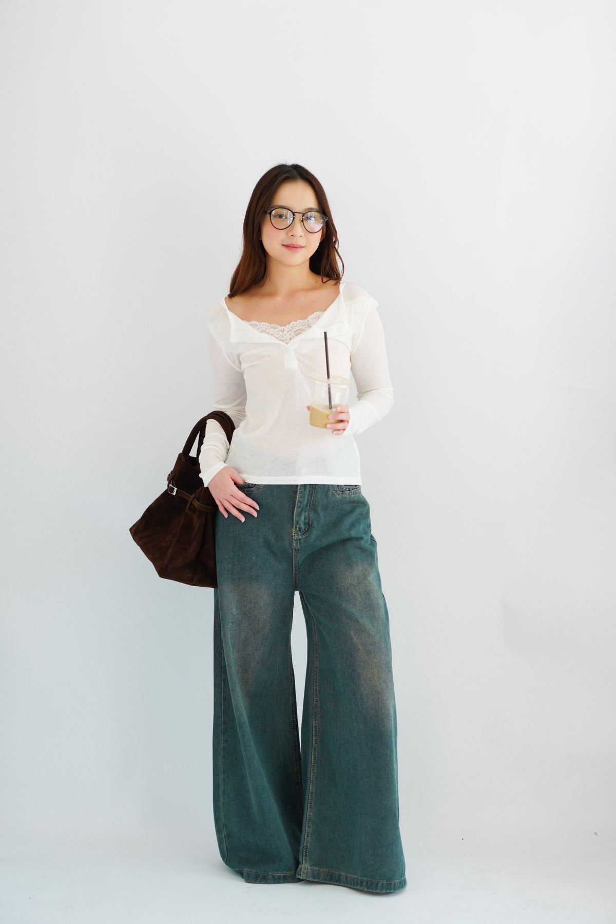 (BACKORDER) Uri Long Sleeve Top with Lace in White