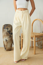 Clara Wide Legged Pants by Bash in Cream Yellow