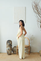 Clara Wide Legged Pants by Bash in Cream Yellow