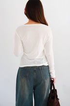(BACKORDER) Uri Long Sleeve Top with Lace in White