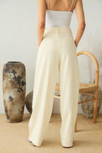 Clara Wide Legged Pants by Bash in Cream Yellow