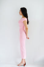 Renka Off Shoulder Ruched Bodycon Dress in Pink