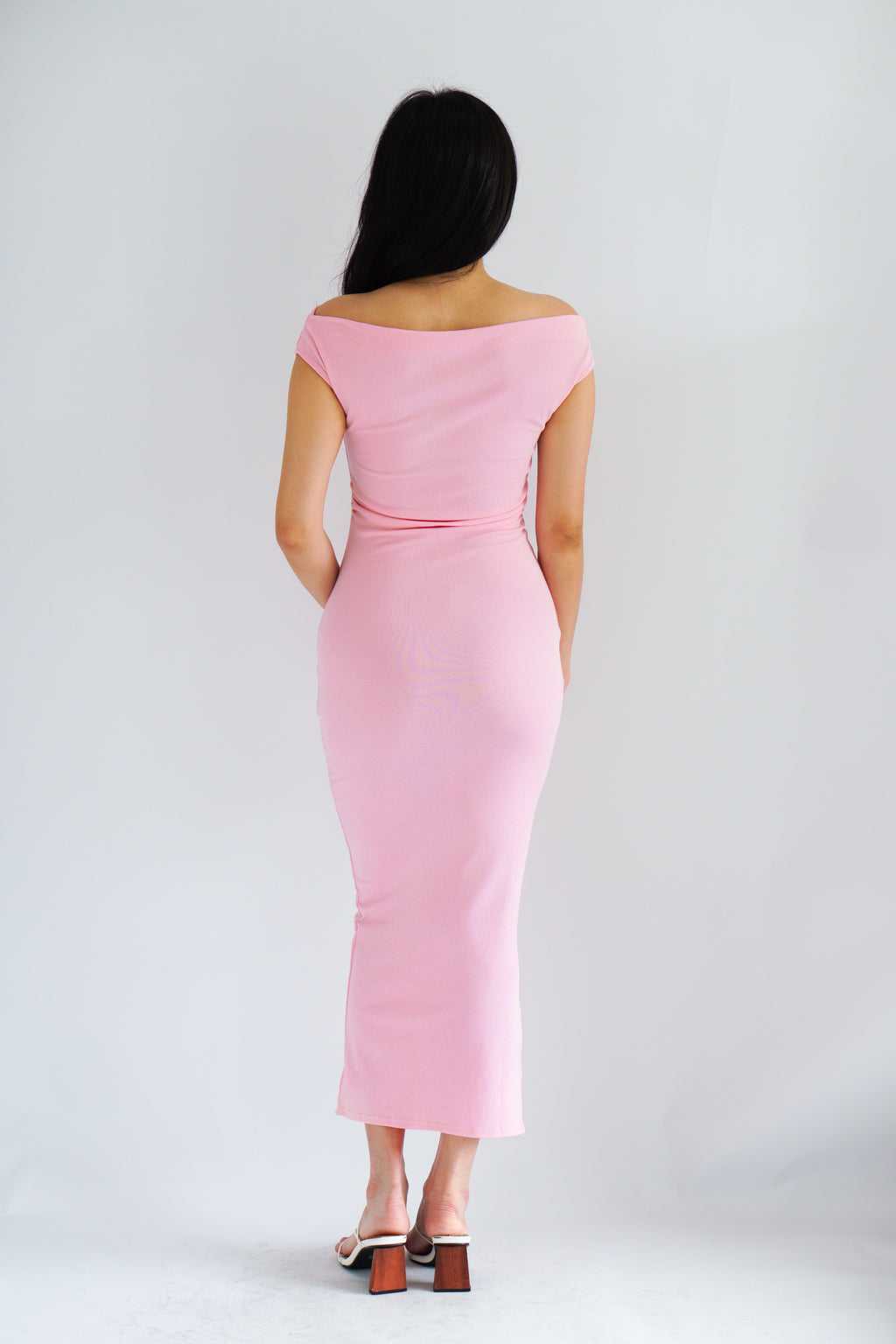 Renka Off Shoulder Ruched Bodycon Dress in Pink