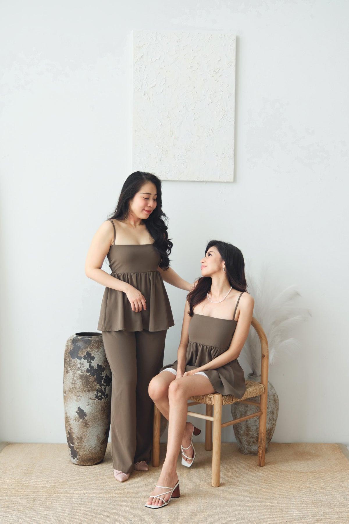 Clara Babydoll Top by Bash in Taupe Brown