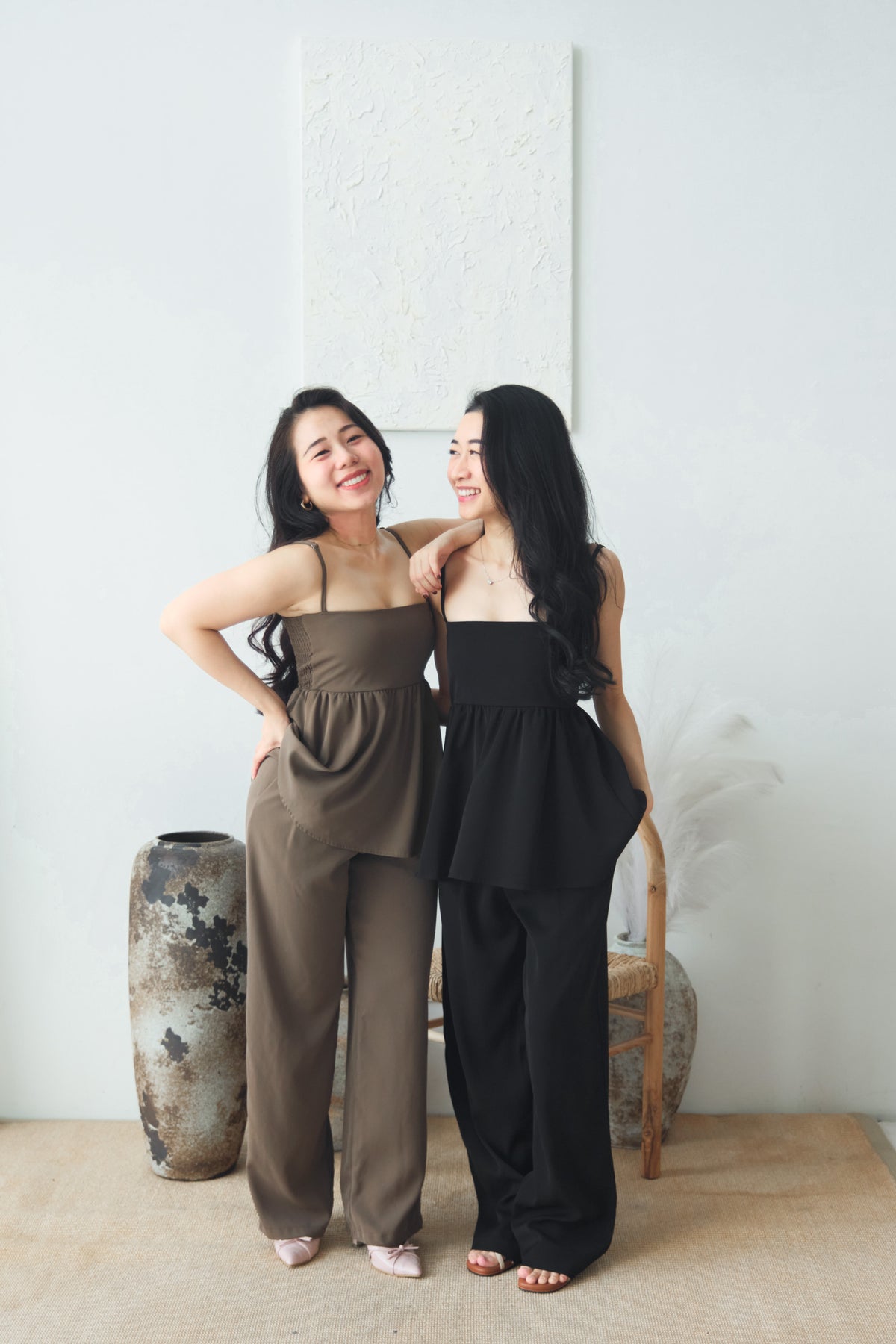 Clara Wide Legged Pants by Bash in Taupe Brown