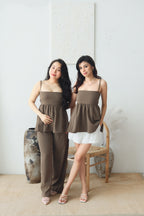 Clara Wide Legged Pants by Bash in Taupe Brown