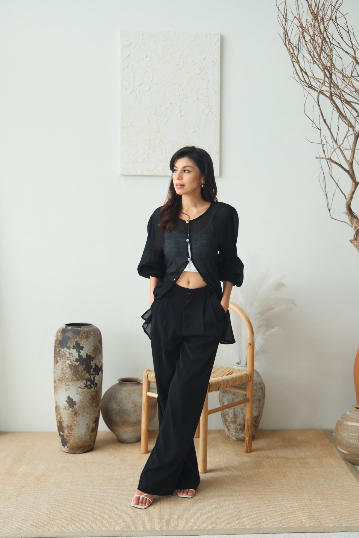 Clara Wide Legged Pants by Bash in Classic Black