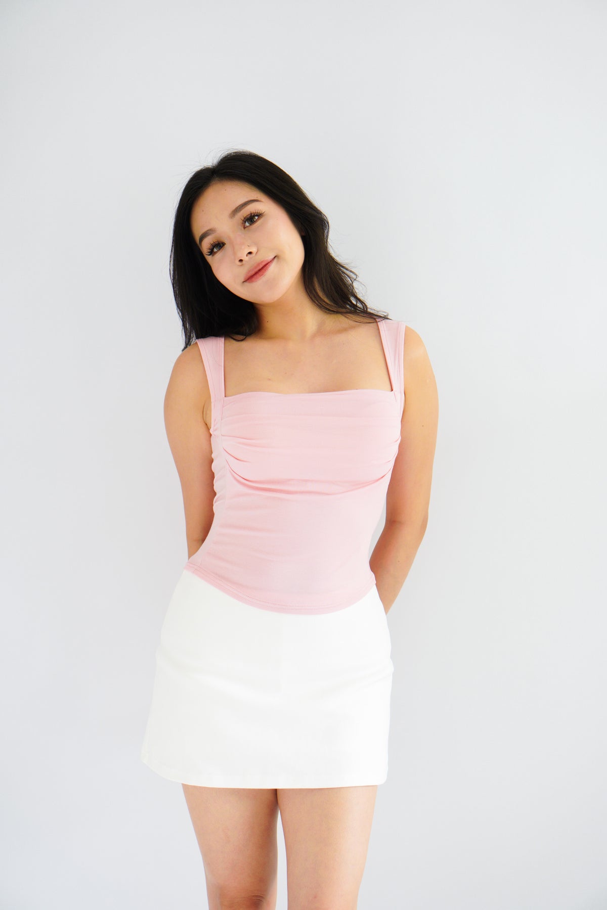 Ralyra Padded Ruched Bust Top in Pink