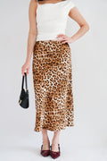 Kae Midi Skirt in Leopard Print