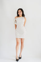 Miuzy Polkadot Toga Mini Bodycon Dress in White