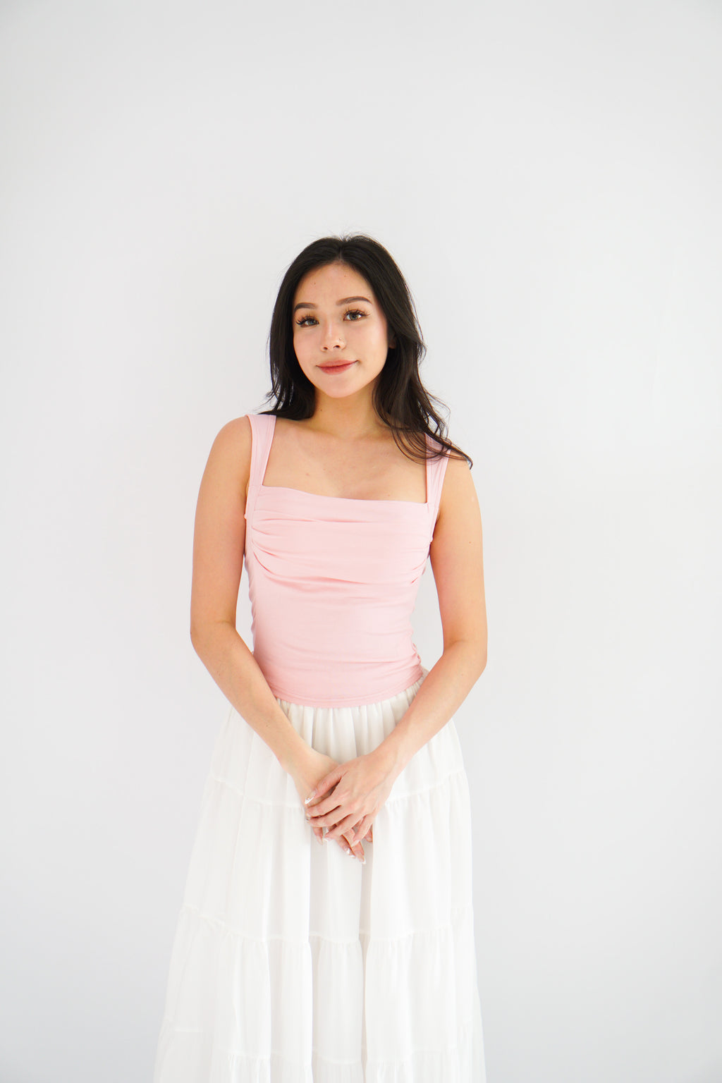 Ralyra Padded Ruched Bust Top in Pink