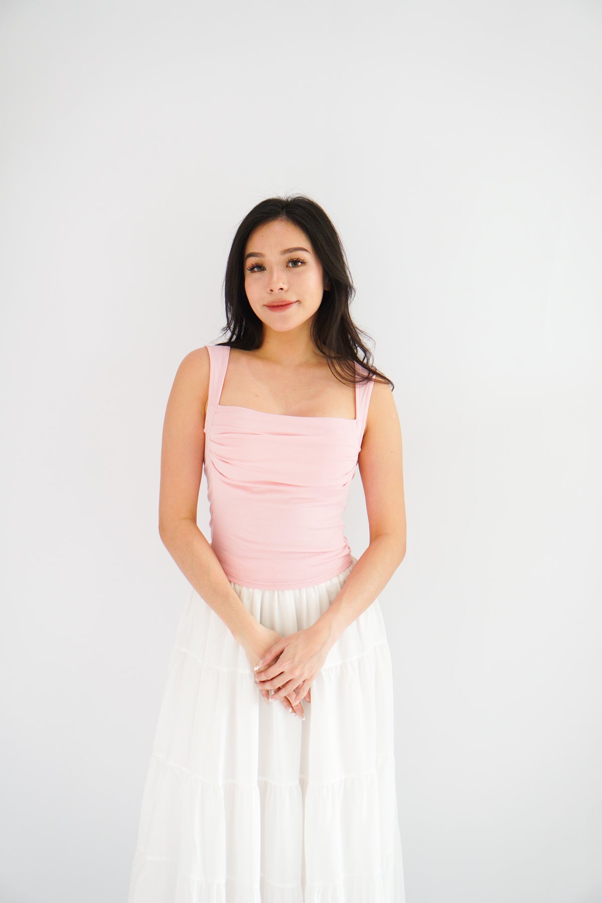 Ralyra Padded Ruched Bust Top in Pink