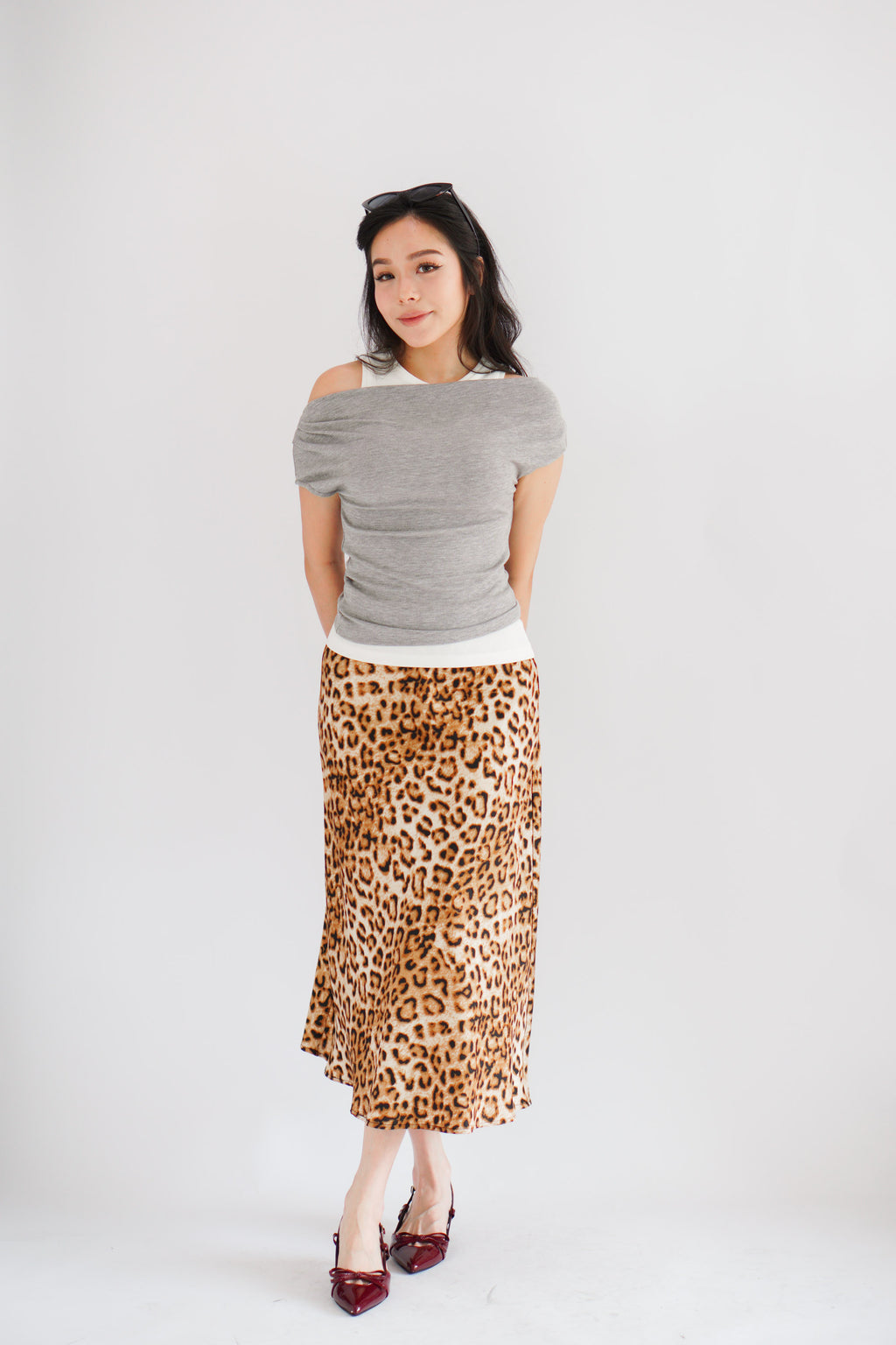Kae Midi Skirt in Leopard Print