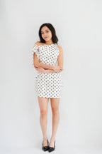 Miuzy Polkadot Toga Mini Bodycon Dress in White