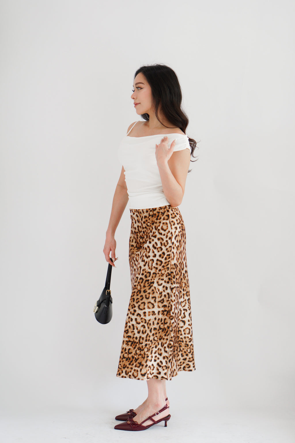 Kae Midi Skirt in Leopard Print