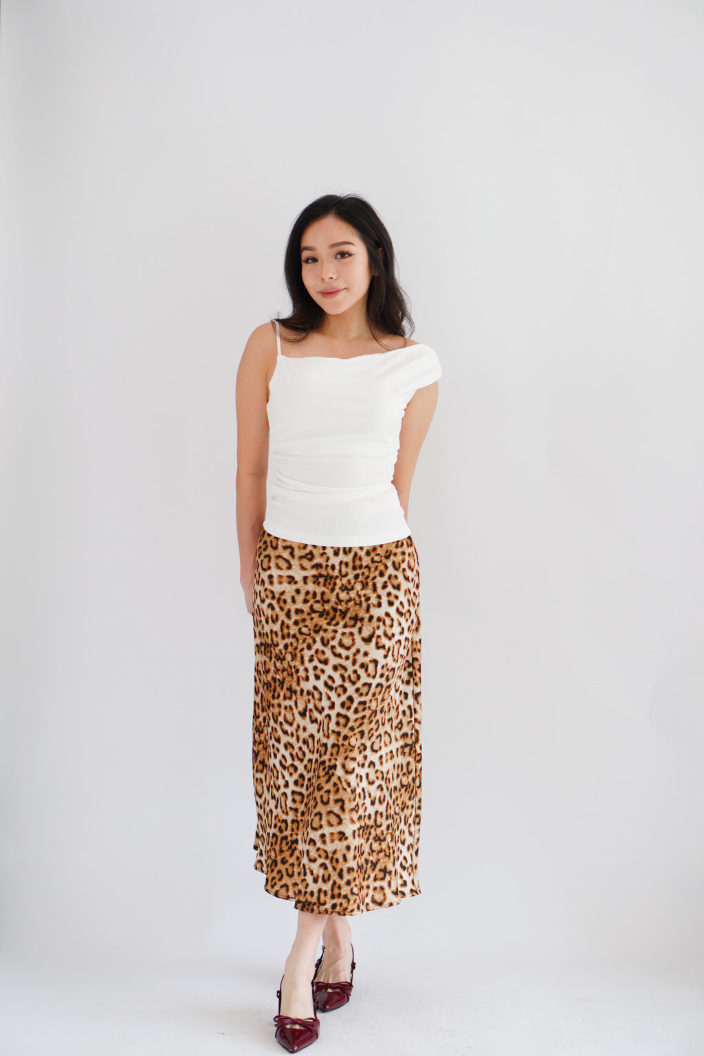 Kae Midi Skirt in Leopard Print