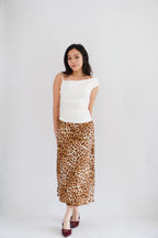 Kae Midi Skirt in Leopard Print