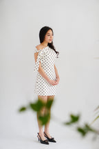 Miuzy Polkadot Toga Mini Bodycon Dress in White