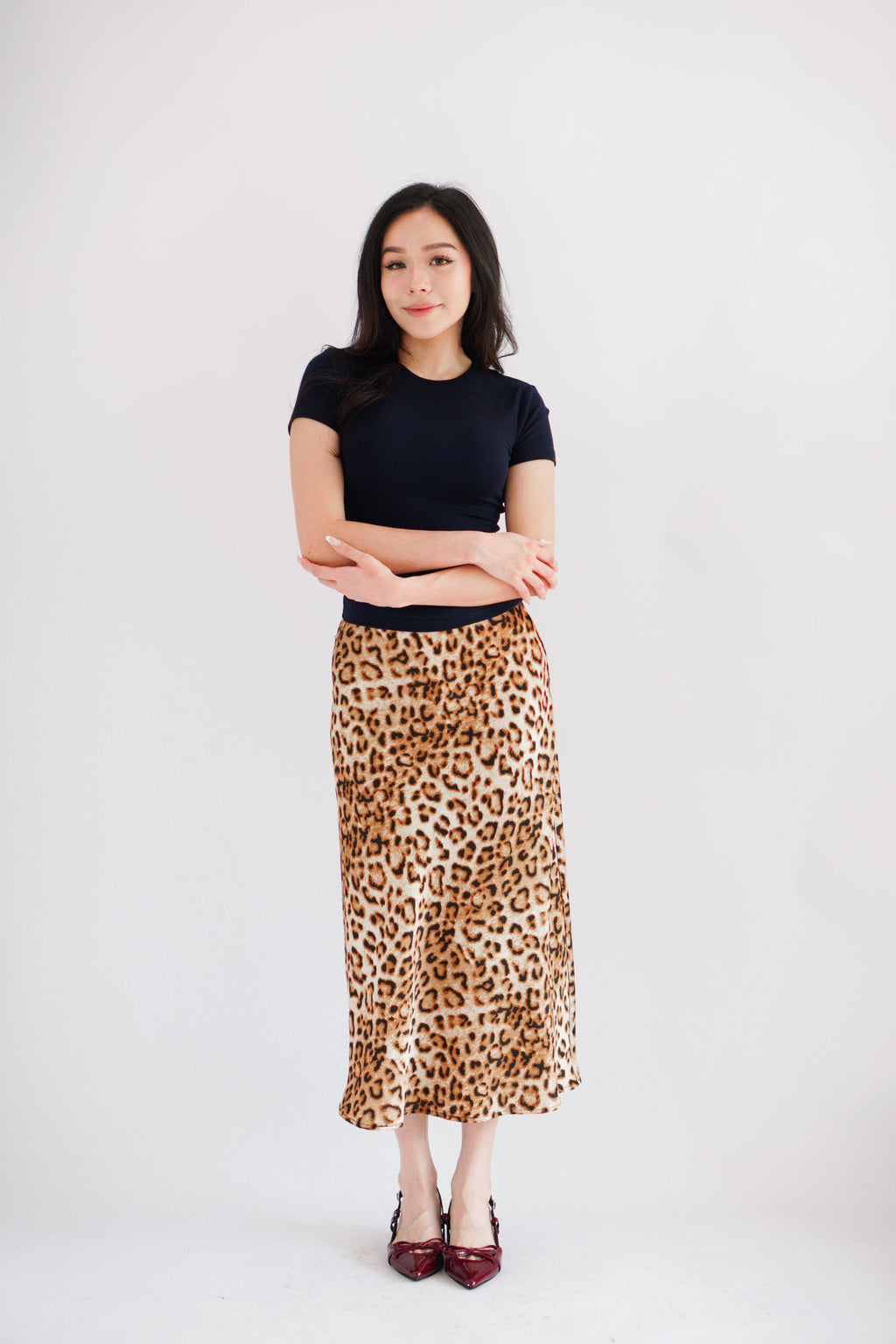 Kae Midi Skirt in Leopard Print