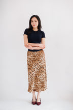 Kae Midi Skirt in Leopard Print