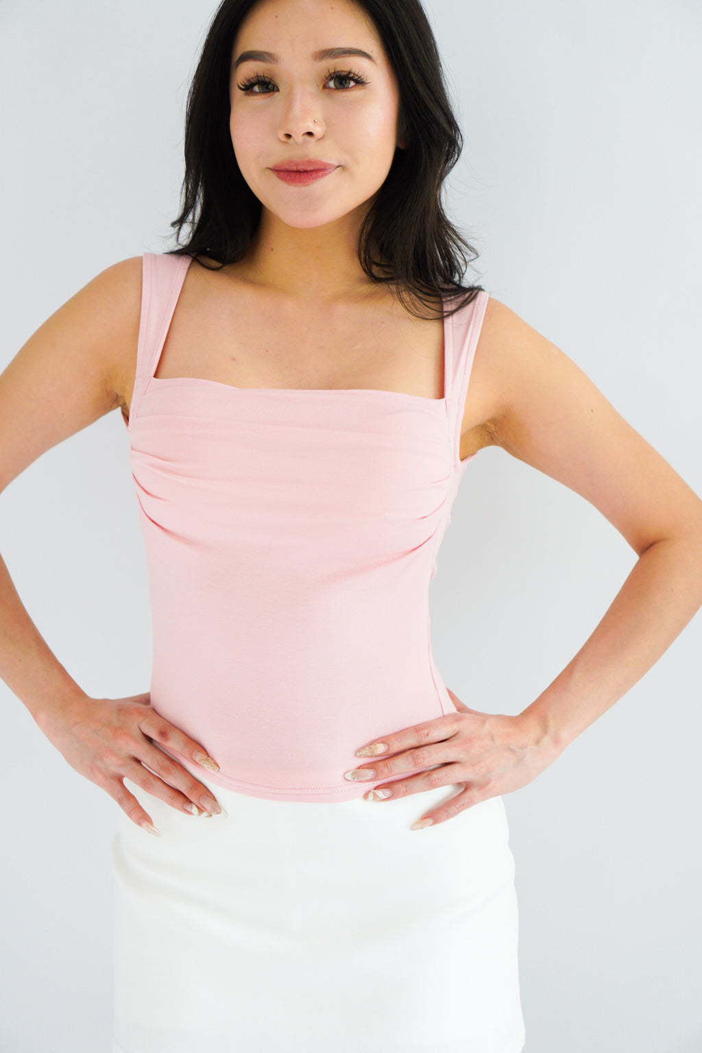 Ralyra Padded Ruched Bust Top in Pink