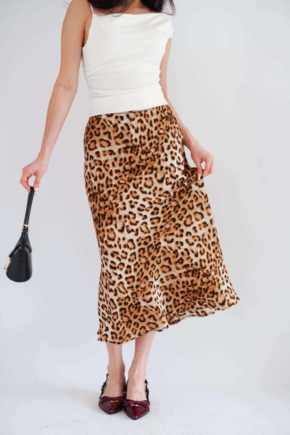 Kae Midi Skirt in Leopard Print